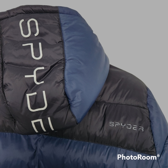 NWOT Spyder Blue and Black Winter Puffer Coat in Medium - Picture 5 of 9